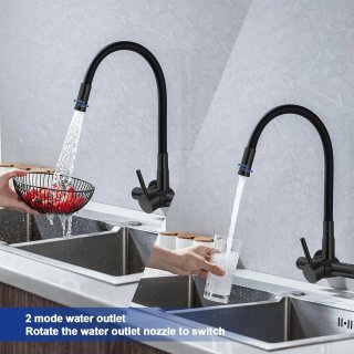 Rubinetto Cucina Parete Acciaio Nero