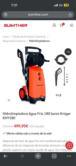 Hidrolimpiadora Kruger KHY180 3000W