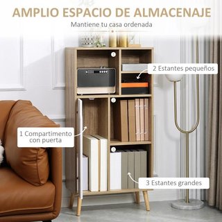 Aparador Alto 5 Compartimentos Roble Blanco