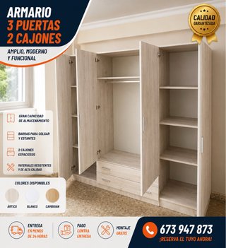 Armario 3 puertas 2 cajones. Armario armario