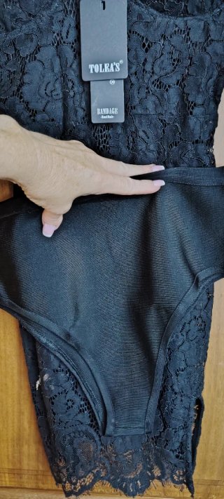 Vestido Bandage negro encaje con short