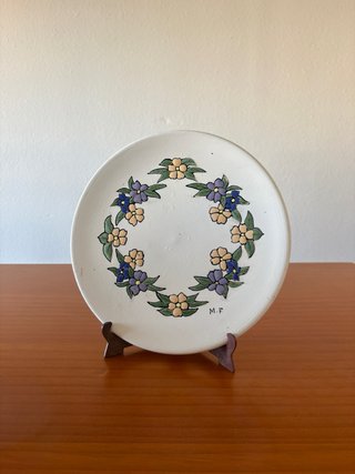 Plato cerámica pintado a mano floral