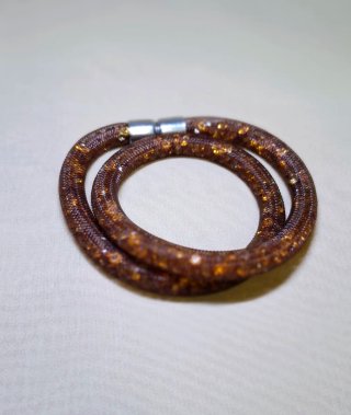 Collana e Bracciale 2 in 1 Marrone Oro