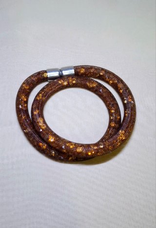 Collana e Bracciale 2 in 1 Marrone Oro