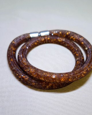 Collana e Bracciale 2 in 1 Marrone Oro