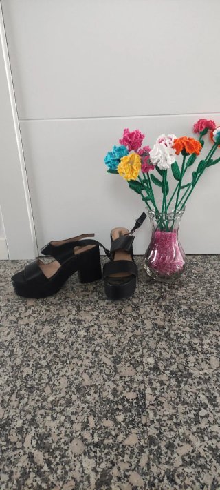 Sandalias negras tacón plataforma mujer