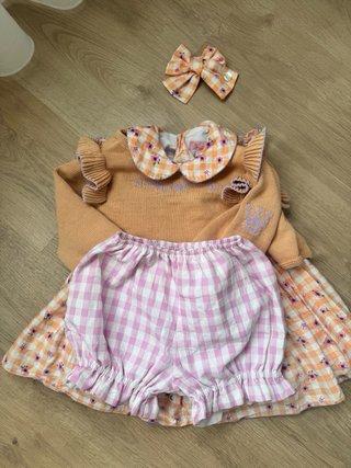 Conjunto 3 piezas Eva Castro naranja y morado