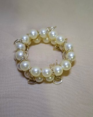 Braccialetto Perle Oro Bianco