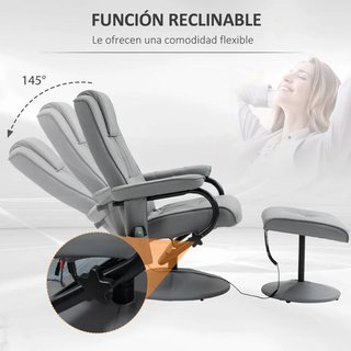 Sillón Masaje Eléctrico Reclinable 10 Puntos Gris