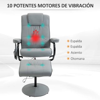 Sillón Masaje Eléctrico Reclinable 10 Puntos Gris