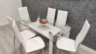 Mesa Comedor Cristal y Metal