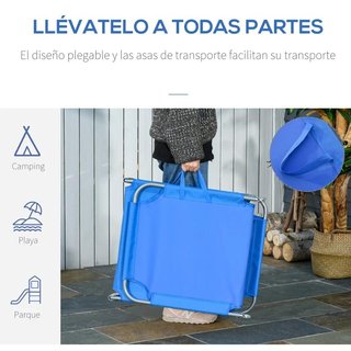Tumbona Jardín Plegable 5 Posiciones Azul 120kg