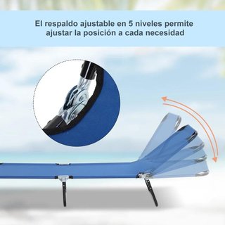 Tumbona Jardín 5 Posiciones Ajustable Azul 120kg