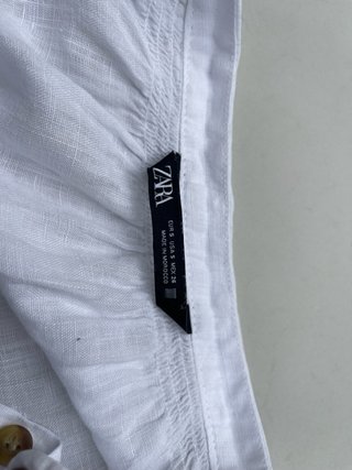 Camisa Zara Lino Blanca Manga Larga