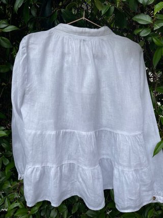Camisa Zara Lino Blanca Manga Larga