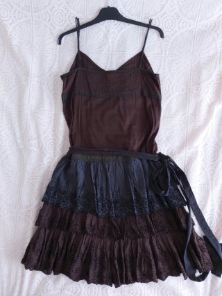 Zara Vestido Vintage 00s Falda con puntilla (60