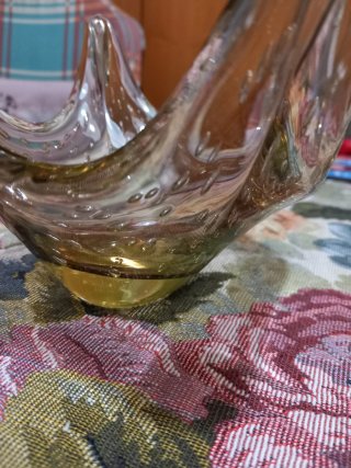 Vaso Murano Vintage Vetro Verde Trasparente