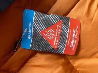 Abrigo Columbia azul y naranja