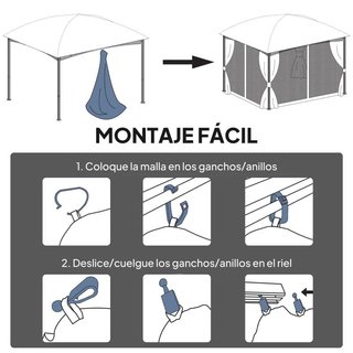 4 Paneles Mosquitera para Carpa Gazebo Negros
