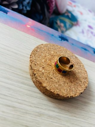 Anillo Singulary Ajustable Multicolor Dorado