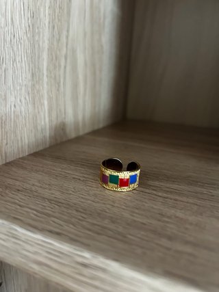Anillo Singulary Ajustable Multicolor Dorado