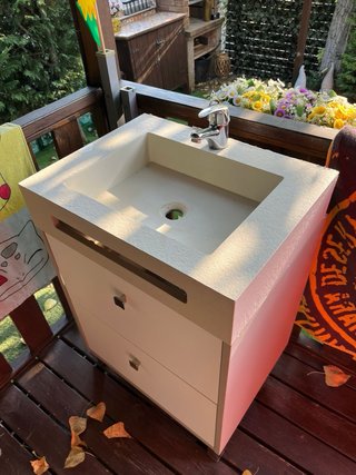 Mueble de baño beige y gris 60 cm