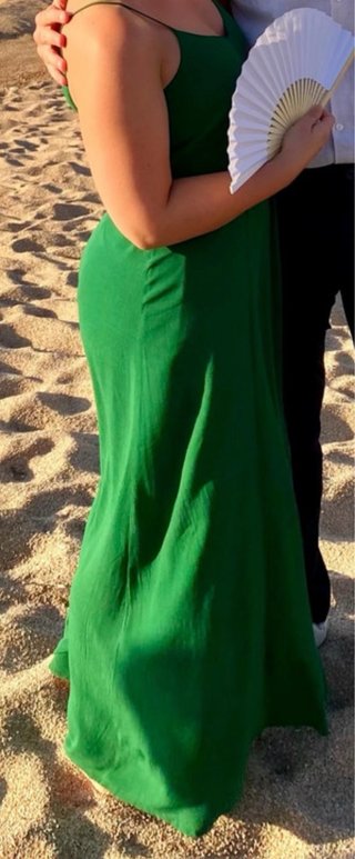 Vestido largo tirantes verde selva