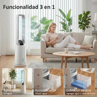 Enfriador Aire 3en1 Mando Temporizador Blanco