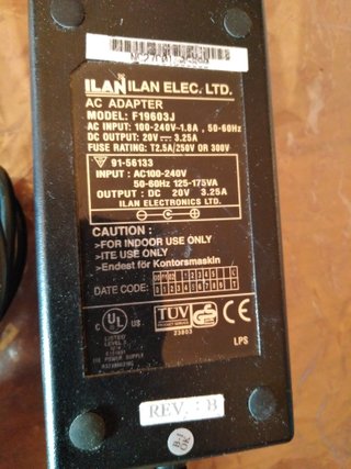 Cargador 20V 3.25A DC