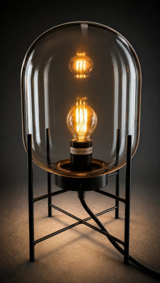 Lámpara Mesa Cristal Ahumado Diseño Japandi