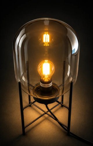 Lámpara Mesa Cristal Ahumado Diseño Japandi