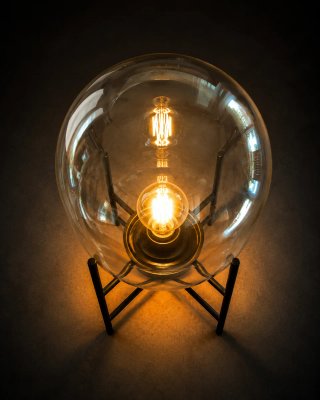 Lámpara Mesa Cristal Ahumado Diseño Japandi