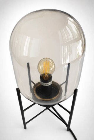 Lámpara Mesa Cristal Ahumado Diseño Japandi