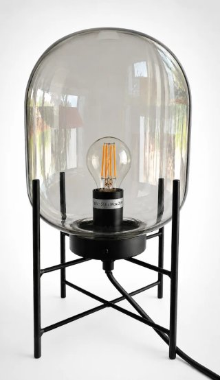 Lámpara Mesa Cristal Ahumado Diseño Japandi