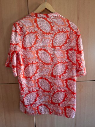 Camisa Mango Talla M Naranja Estampada