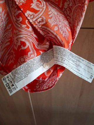 Camisa Mango Talla M Naranja Estampada