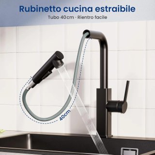 Rubinetto Cucina Nero Doccetta Estraibile