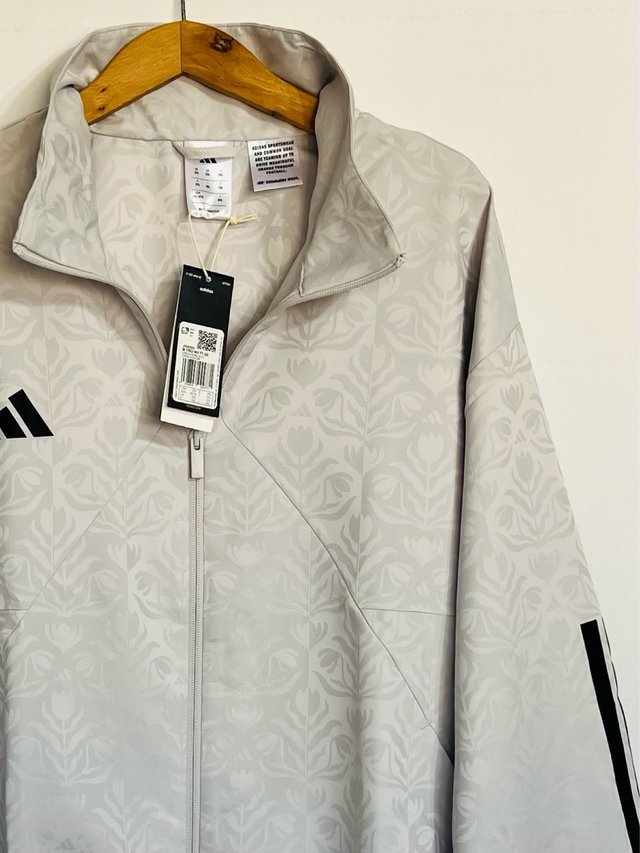 Adidas Tiro Woven Track Jacket Pearl White Jacquar