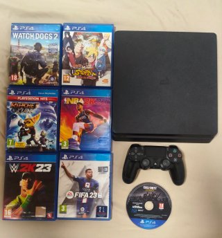 PS4 Slim 1TB + Mando + 7 Juegos