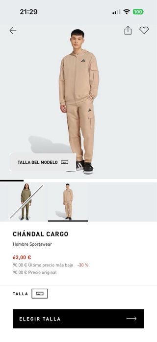 Conjunto Adidas Cargo Beige