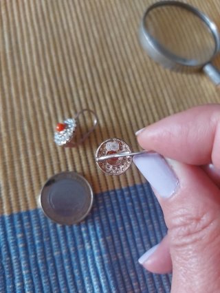 Pendientes vintage plata, perlas y coral