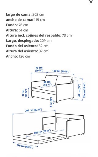 Sofá Cama Gris 2 Plazas