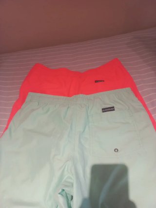 Bañadores Quiksilver Verde agua y naranja coral