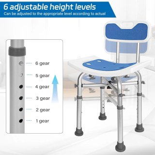 Sedia Doccia con Schienale Blu/Bianco