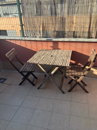 Mesa y 2 Sillas Jardín Madera Plegables