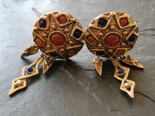 Pendientes Clip Vintage Agatha Dorados Multicolor