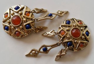 Pendientes Clip Vintage Agatha Dorados Multicolor