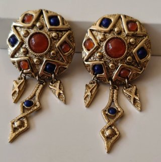 Pendientes Clip Vintage Agatha Dorados Multicolor