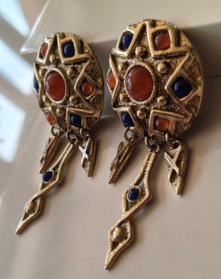 Pendientes Clip Vintage Agatha Dorados Multicolor