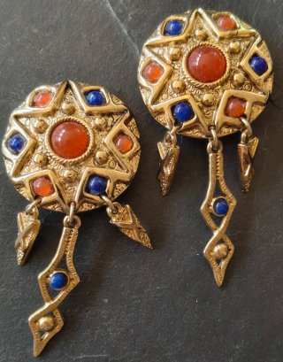 Pendientes Clip Vintage Agatha Dorados Multicolor